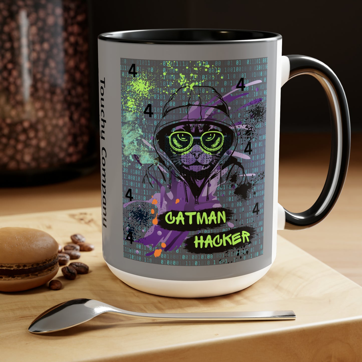 Catman Hacker, Two-Tone Coffee Mugs, 15oz