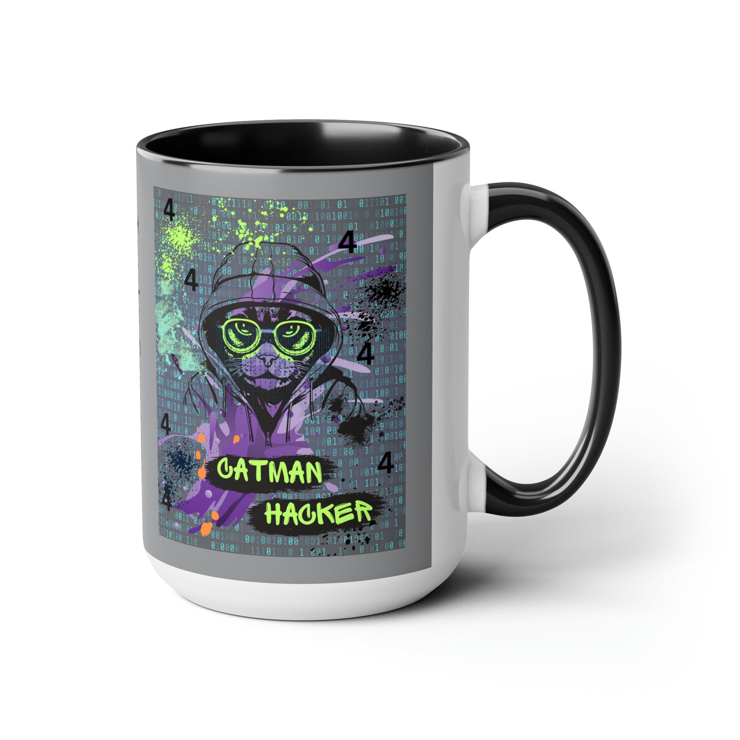 Catman Hacker, Two-Tone Coffee Mugs, 15oz