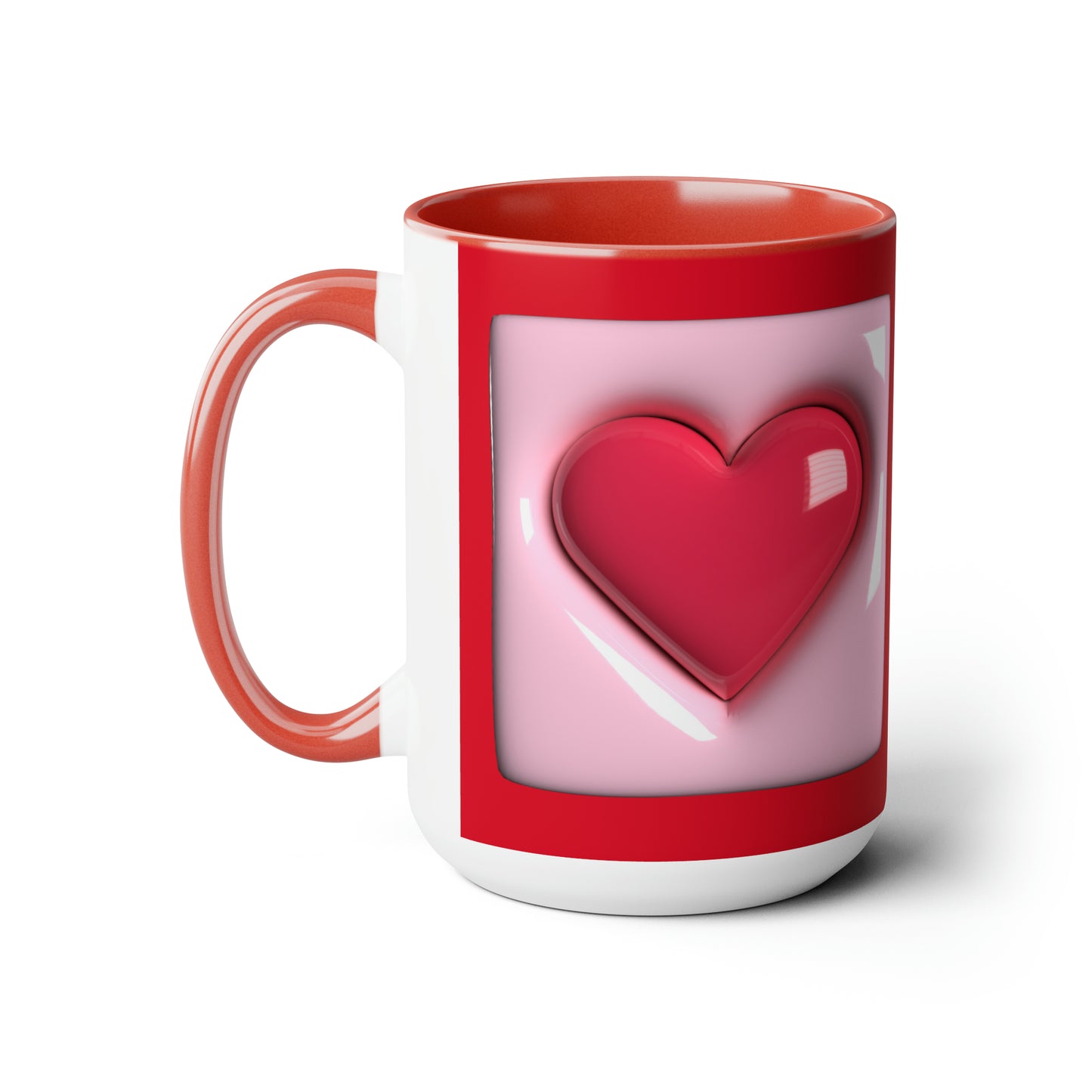 Bubble Heart,Two-Tone Coffee Mugs, 15oz