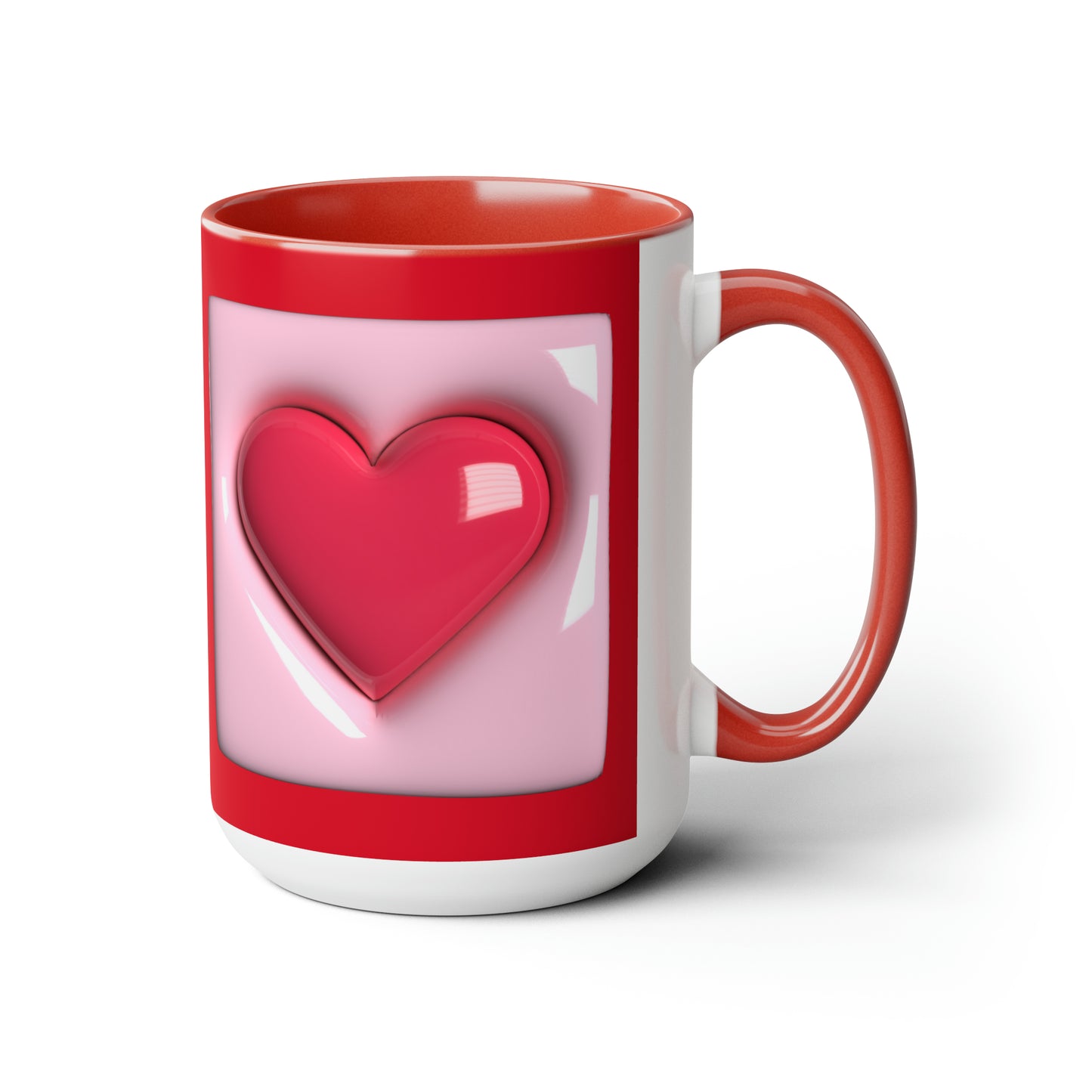Bubble Heart,Two-Tone Coffee Mugs, 15oz