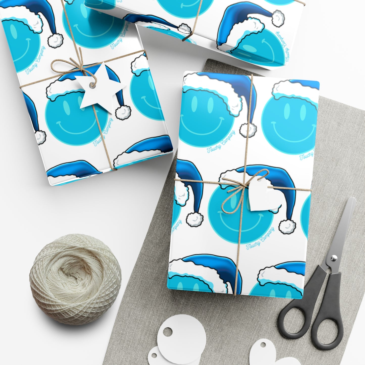 Blue Face Santa Gift Wrap Papers