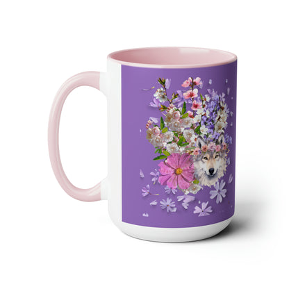 Purple Wolf, Two-Tone Coffee Mugs, 15oz