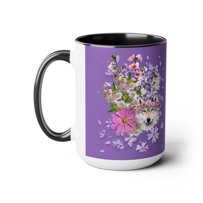 Purple Wolf, Two-Tone Coffee Mugs, 15oz