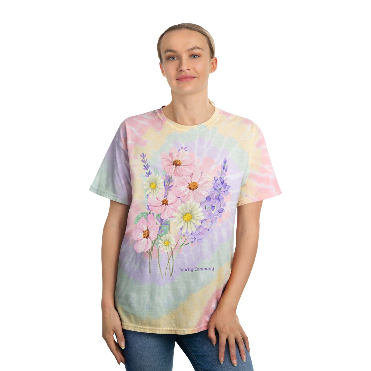 Pastel flower Tie-Dye Tee, Spiral