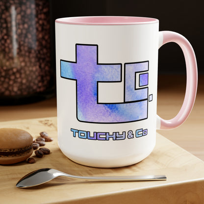 Touchy Logo, Two-Tone Coffee Mugs, 15oz