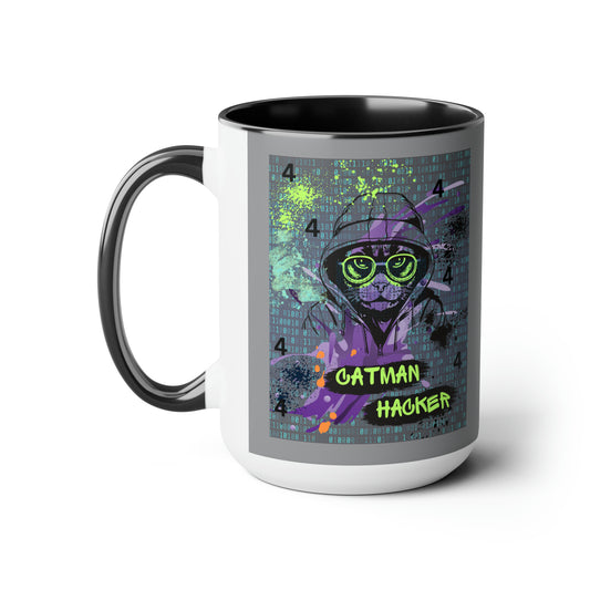 Catman Hacker, Two-Tone Coffee Mugs, 15oz