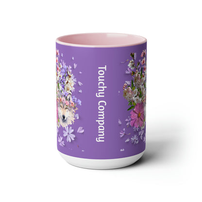 Purple Wolf, Two-Tone Coffee Mugs, 15oz