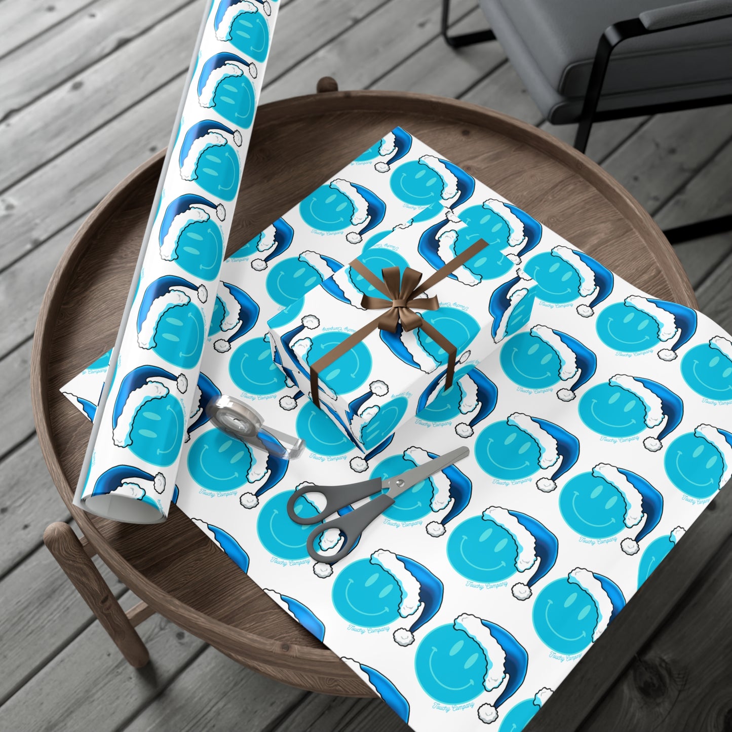 Blue Face Santa Gift Wrap Papers