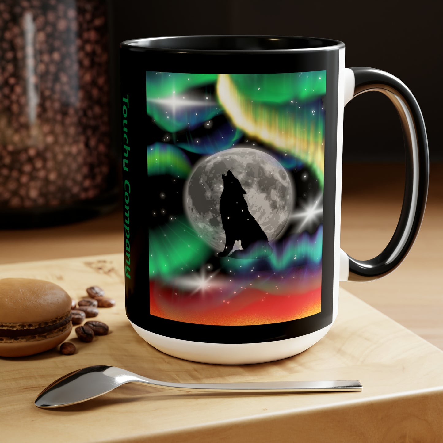 Northern Lights Vibe, Two-Tone Coffee Mugs, 15oz