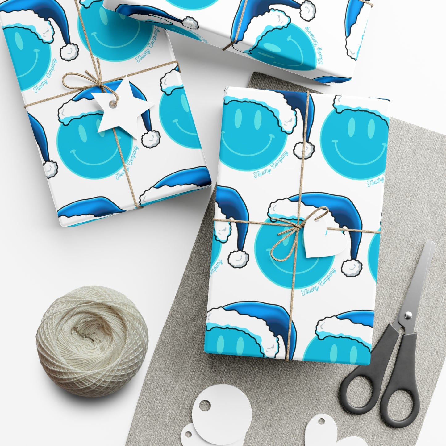 Blue Face Santa Gift Wrap Papers