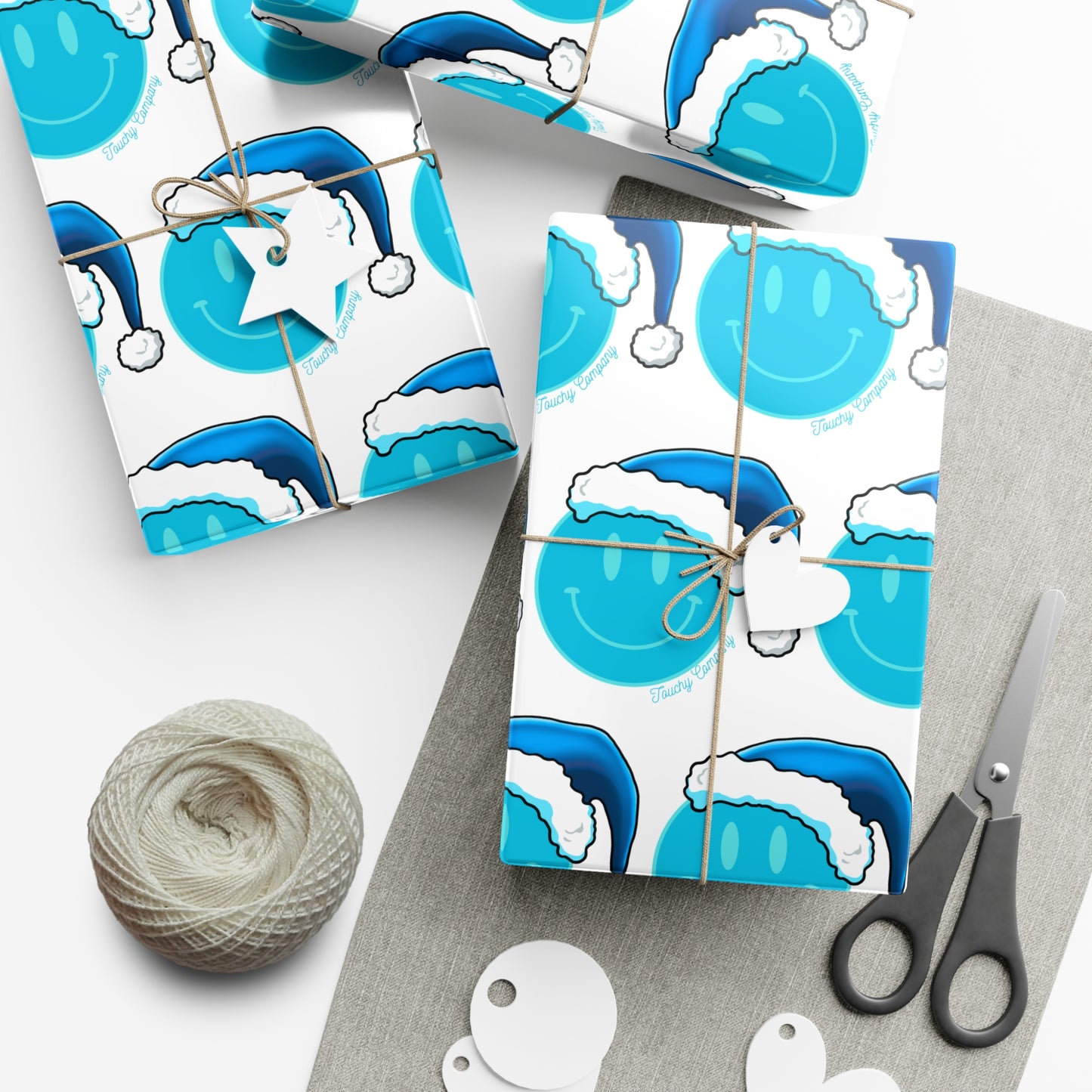 Blue Face Santa Gift Wrap Papers