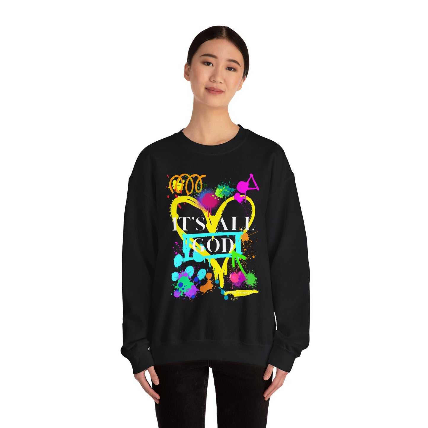 It's All God Paint Splat #1 Unisex Heavy Blend™ Crewneck Sweatshirt