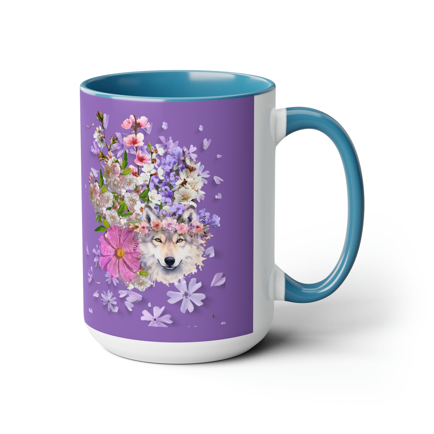 Purple Wolf, Two-Tone Coffee Mugs, 15oz