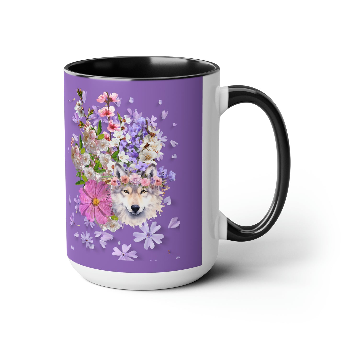 Purple Wolf, Two-Tone Coffee Mugs, 15oz