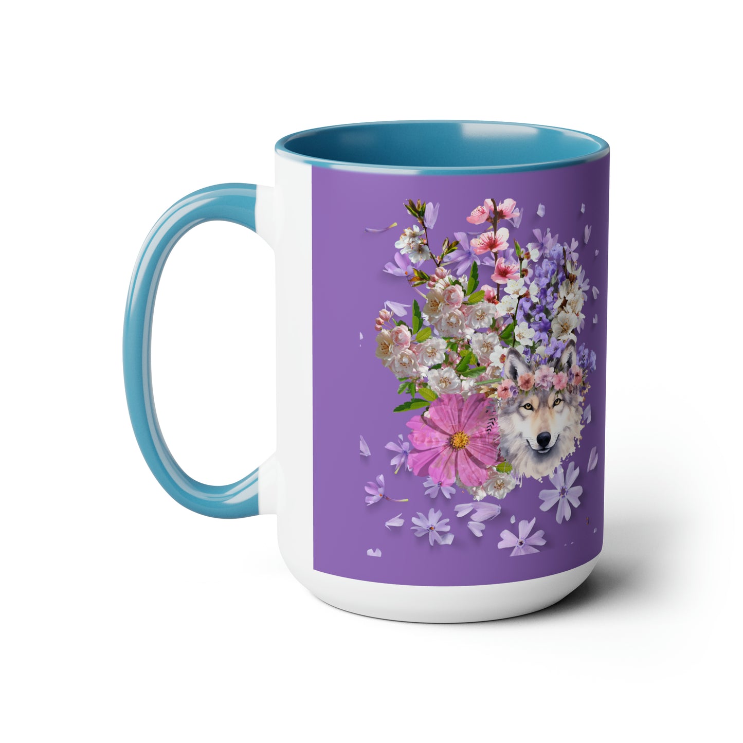 Purple Wolf, Two-Tone Coffee Mugs, 15oz