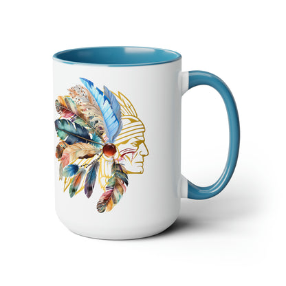 Mighty Indian, Two-Tone Coffee Mugs, 15oz