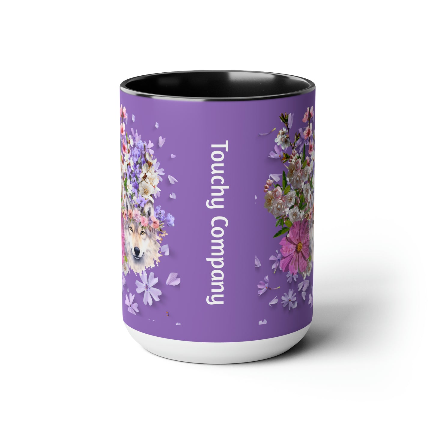 Purple Wolf, Two-Tone Coffee Mugs, 15oz