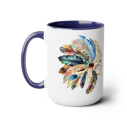 Mighty Indian, Two-Tone Coffee Mugs, 15oz