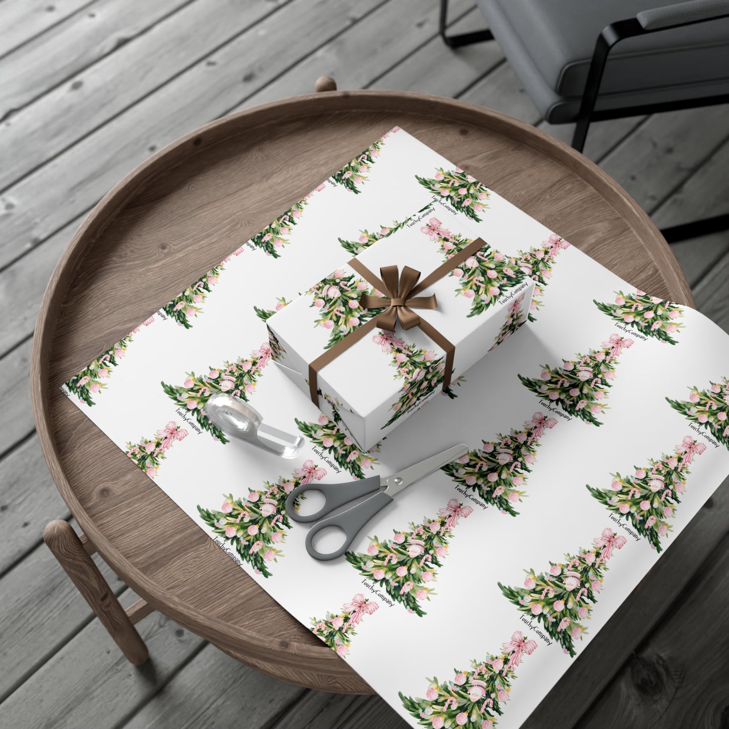 Pink Hanging Santa Gift Wrap Papers