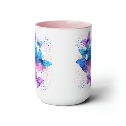 Tropical Butterfly, Two-Tone Coffee Mugs, 15oz