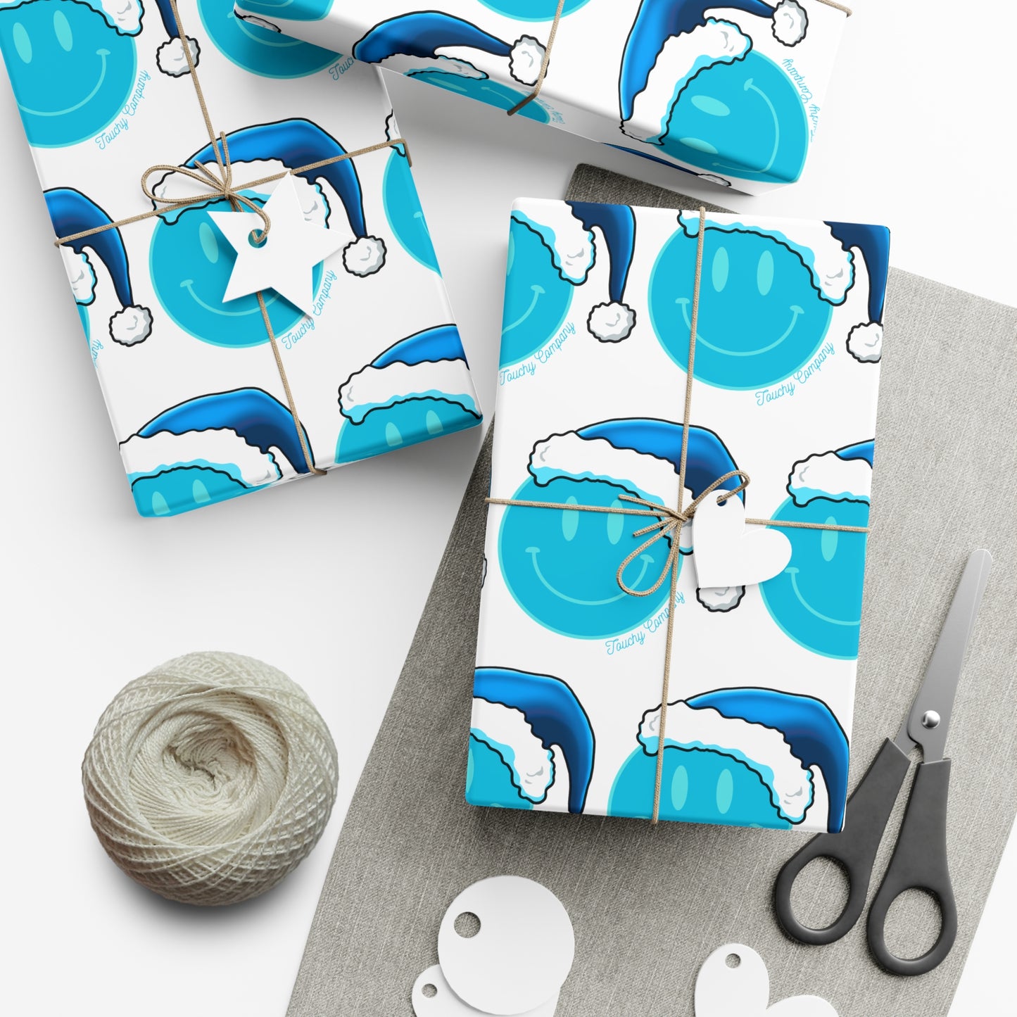 Blue Face Santa Gift Wrap Papers