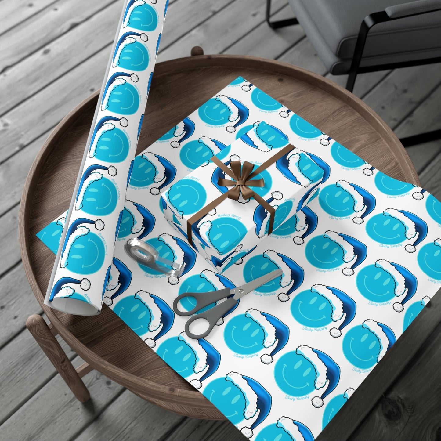 Blue Face Santa Gift Wrap Papers