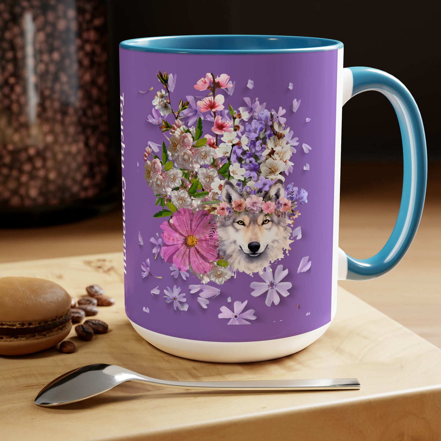 Purple Wolf, Two-Tone Coffee Mugs, 15oz