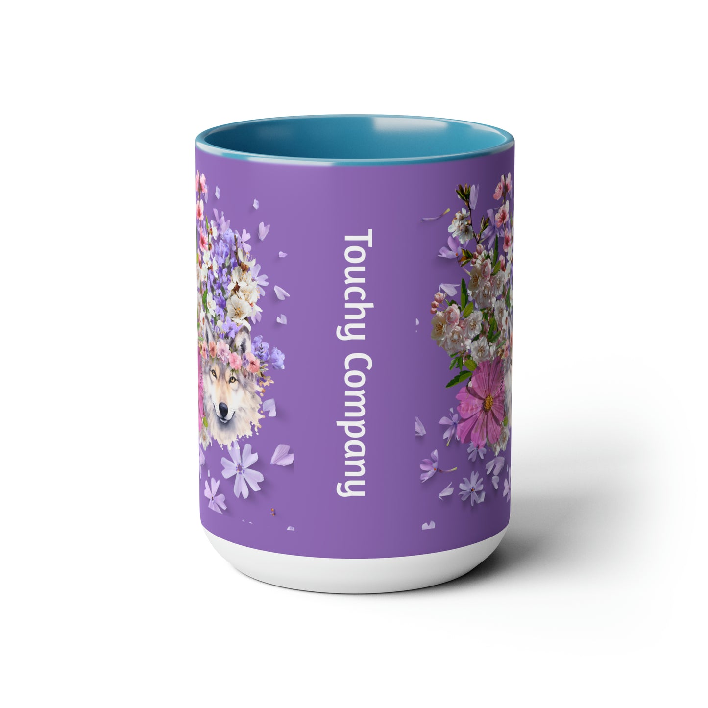 Purple Wolf, Two-Tone Coffee Mugs, 15oz