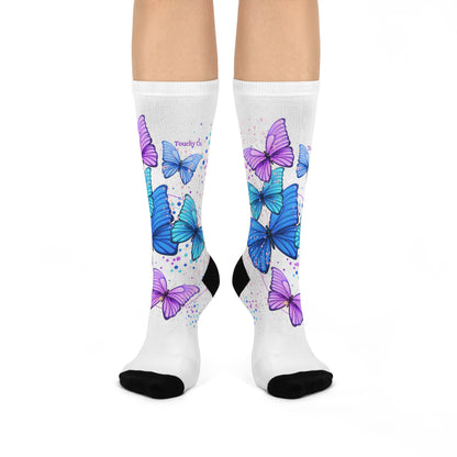 Tropical Butterfly Crew Socks